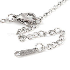 Non-Tarnish 304 Stainless Steel Cable Chain Round Beads Pendant Necklaces for Women&nbsp;NJEW-Z047-02P