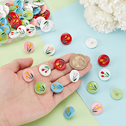 60Pcs 6 Colors 1-Hole Spray Painted ABS Plastic Buttons&nbsp;BUTT-PH0001-65B