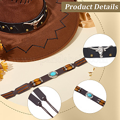 2Pcs 2 Styles PU Leather & Polyester Hat Band&nbsp;AJEW-GF0013-67