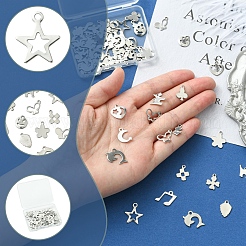 64Pcs 16 Styles Anti-Tarnish 201 Stainless Steel Charms&nbsp;STAS-FS0001-63