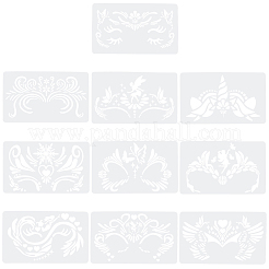 10Pcs 10 Styles Face Painting Theme PET Plastic Hollow Plastic Drawing Painting Stencils Templates&nbsp;DIY-GF0012-64