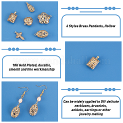 12Pcs 6 Style Brass Pendants&nbsp;KK-PH0002-61