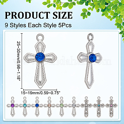 45Pcs 9 Styles Zinc Alloy Rhinestone Pendants&nbsp;FIND-WR0012-33