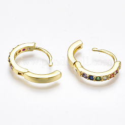Brass Micro Pave Cubic Zirconia Huggie Hoop Earrings&nbsp;X-EJEW-S201-40G