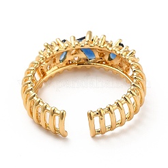 Brass Cubic Zirconia Cuff Ring&nbsp;KK-H433-07B-G