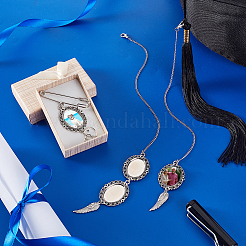 2Pcs 2 Styles Wing Alloy Pendant Decorations with Oval Tray&nbsp;HJEW-GA00049-02