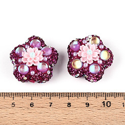 Flower Shape Polymer Clay Rhinestone Beads&nbsp;CLAY-U023-01K