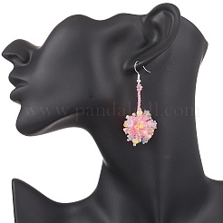 Iron Flower Dangle Earrings&nbsp;EJEW-MZ00593