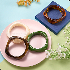 4Pcs 4 Colors Resin Bangles for Women&nbsp;BJEW-JOY0001-01