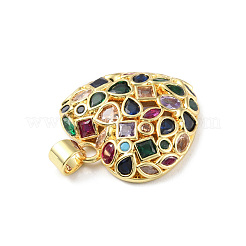 Brass Micro Pave Cubic Zirconia Pendants&nbsp;KK-P233-08G