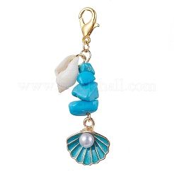5Pcs 5 Styles Alloy Enamel & Shell Pendant Decoraiton&nbsp;HJEW-JM01656