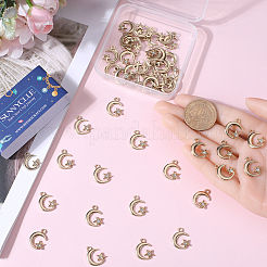 60Pcs Moon & Star Alloy with Rhinestone Small Handmade Pendant Charms&nbsp;FIND-SC0006-79