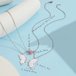 2Pcs Alloy Enamel Magnetic Luminous Butterfly Pendant Friendship Couple Necklaces&nbsp;FS-WG3F676-01