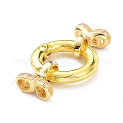 Brass Micro Pave Clear Cubic Zirconia Fold Over Clasps&nbsp;ZIRC-P085-02G