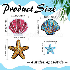 16Pcs 4 Styles Polyester & Sequin Self Adhesive Patches&nbsp;PATC-ME0001-28