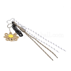 Flower Handmade Woven & Polyester Cord Pendant Decorations&nbsp;HJEW-JM04422-02
