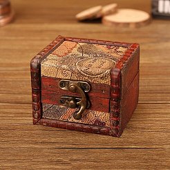 Square Retro Wood Jewelry Set Storage Organizer Boxes with Clasps&nbsp;CON-CL0001-13B