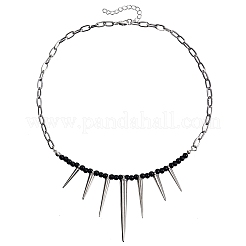 Punk Alloy Thorn Glass Beaded Choker Necklaces for Women&nbsp;WGE9FD8-01