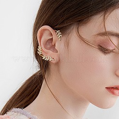 Clear Cubic Zirconia Leaf Wrapped Stud Earrings&nbsp;EJEW-SZ0001-82