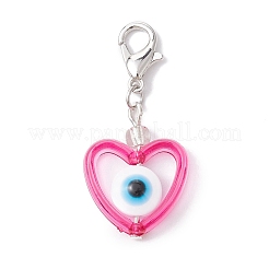 Heart with Evil Eye Resin & Acrylic Pendant Decorations&nbsp;HJEW-JM01402
