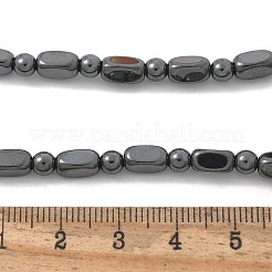 Round Cuboid Synthetic Non-Magnetic Hematite Beaded Necklaces&nbsp;NJEW-R020-05
