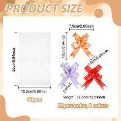 60Pcs 3 Colors Plastic Pull Bows&nbsp;AJEW-PH0009-90