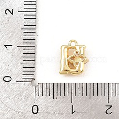 Brass Micro Pave Clear Cubic Zirconia Charms&nbsp;KK-Z151-18G-U