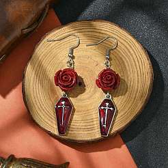 Synthetic Coral Dangle Earrings&nbsp;EJEW-JE06006