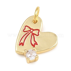 Brass Micro Pave Clear Cubic Zirconia Charms&nbsp;KK-CBAEC22-04G-B