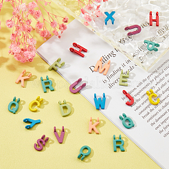 52Pcs 26 Style Spray Painted Alloy Charms&nbsp;PALLOY-PH0002-44-RS