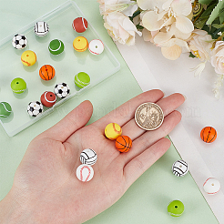 32Pcs 8 Colors All Kinds of Sports Balls Silicone Beads&nbsp;SIL-SC0001-80