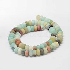 Frosted Rondelle Natural Flower Amazonite Beads Strands&nbsp;G-K094-8x5mm-B