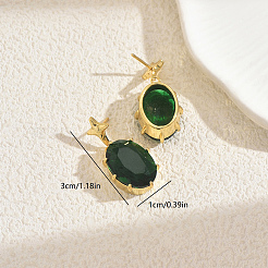 Brass Cubic Zirconia Oval with Star Dangle Stud Earrings&nbsp;YW2106