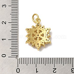 Christmas Snowflake Rack Plating Brass Micro Pave Clear Cubic Zirconia Pendants&nbsp;KK-K377-50G