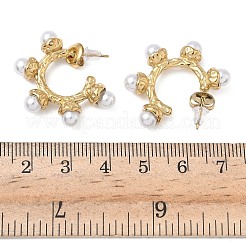 304 Stainless Steel ABS Imitation Pearl C-Shaped Stud Earrings&nbsp;EJEW-K268-58G