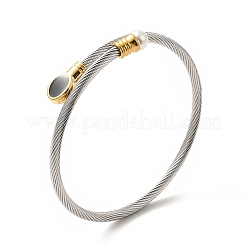 304 Stainless Steel Twist Rope Cuff Bangle&nbsp;BJEW-P283-18M