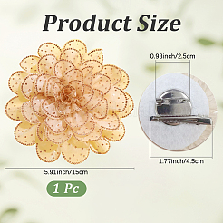 Flower Cloth Rhinestone Broochs&nbsp;JEWB-WH20009-06P-04