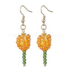 304 Stainless Steel Glass Flower Dangle Earrings&nbsp;EJEW-JE06722