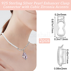 2Pcs 925 Sterling Silver Micro Pave Clear Cubic Zirconia Twister Clasps&nbsp;STER-BBC0007-49P