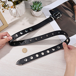 Black PU Imitation Leather Chain Belts&nbsp;AJEW-WH20070-318B