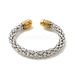 304 Stainless Steel Popcorn Chain Open Cuff Bangle&nbsp;BJEW-P283-11M