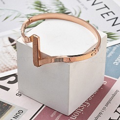 Ion Plating(IP) 304 Stainless Steel Hinged Bangles for Women&nbsp;BJEW-A011-20RG
