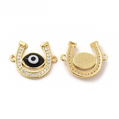 Rack Plating Real 18K Gold Plated Brass Micro Pave Clear Cubic Zirconia Connector Charms&nbsp;ZIRC-L102-01G-07
