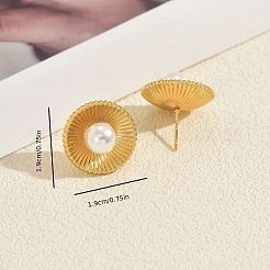 Stainless Steel Flat Round with Round Stud Earrings&nbsp;BM6154