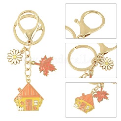 4Pcs 4 Styles Thanksgiving Day Alloy Enamel Keychains&nbsp;KEYC-FS00042-05
