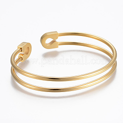 Trendy 304 Stainless Steel Torque Cuff Bangles&nbsp;BJEW-H703-17G