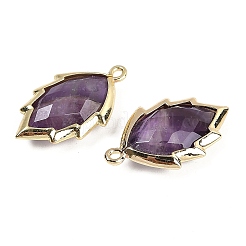 Natural Amethyst Faceted Leaf Pendants&nbsp;G-I375-04G-11
