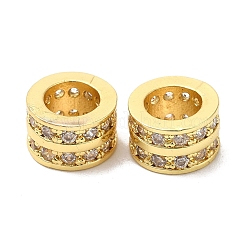 Rack Plating Brass Cubic Zirconia European Beads&nbsp;KK-R147-10G