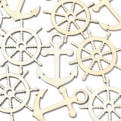100pcs 2 Styles Nautical Theme Wood Big Pendants&nbsp;WOOD-CJ0001-72