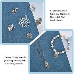 60Pcs 6 Style Tibetan Style Alloy Pendant&nbsp;FIND-FH0005-56